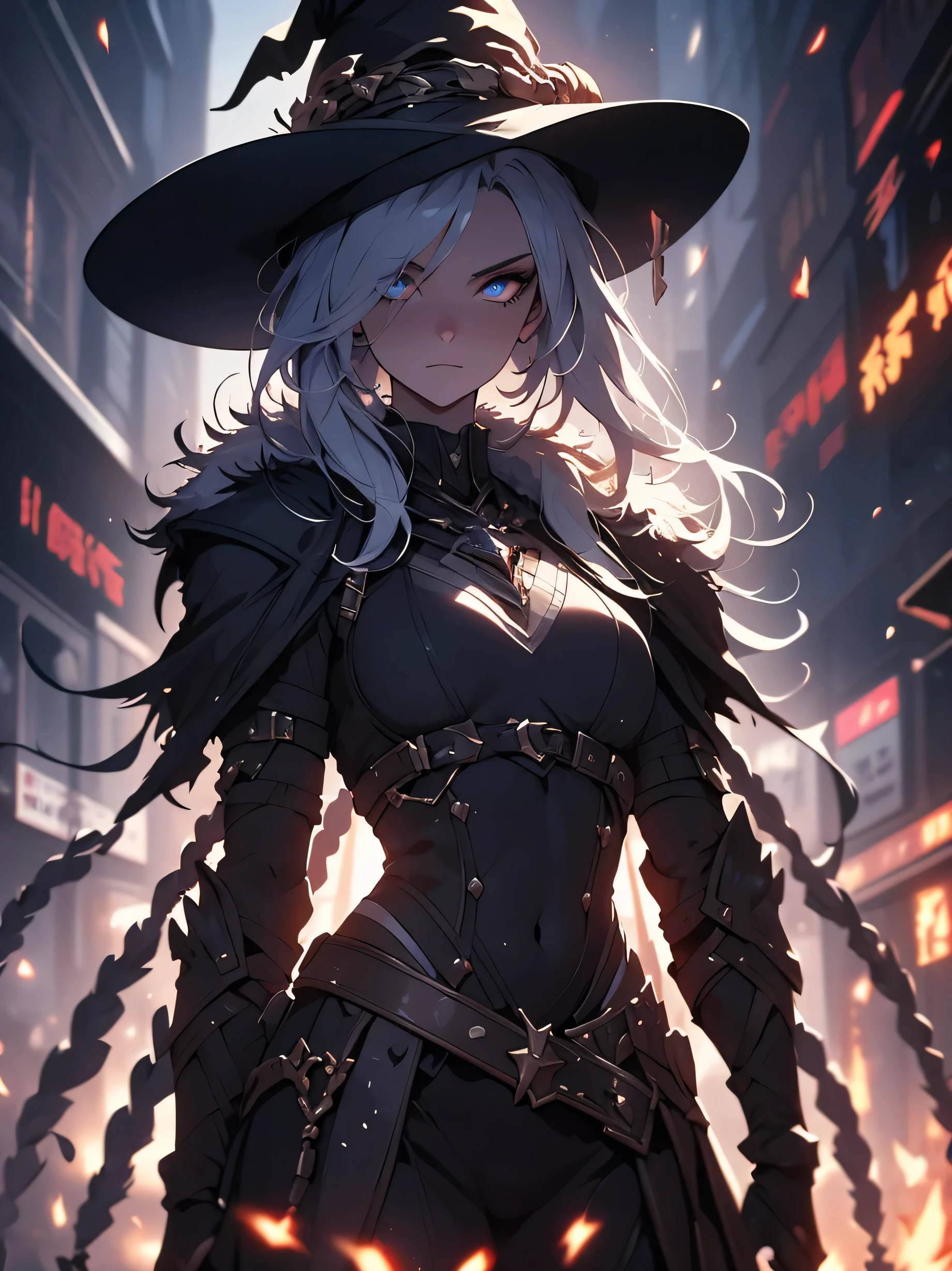 a highly intricate and realistic image of a powerful and otherworldly 18 year old  balinesian street girl  with blue flashing eyes, depicted in a pose of warfare. Full Body Portrait, The witch should possess a Beautiful and tiny physique, adorned with armor and a fur pelt. Pay meticulous attention to details, while rendering the artwork using the vibrant and stunning Octane software. Convey an atmospheric and vivid ambiance, reminiscent of epic tales. Infuse the composition with drama, utilizing the Unreal Engine to produce a breathtaking 8k resolution. Aim for a photorealistic quality, resembling the artistic styles of Luis Royo. Keep the focus sharp and emphasize ultra-realism, incorporating elements like magic dust splatter for added intensity.