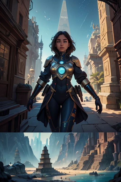 A girl traveling through time, exploring different eras and locations, wearing a time-traveling suit with advanced technology, a futuristic travel device, holographic displays, and a time-traveling machine. She is surrounded by vibrant historical landmarks, ancient architecture, and natural wonders from different time periods. The scenes include ancient Egyptian pyramids, medieval castles, futuristic cityscapes, lush forests, underwater civilizations, and extraterrestrial landscapes. The colors are rich and vivid, with a mix of warm and cool tones to depict the diverse environments. The lighting is dynamic, with soft natural light during daylight scenes and vibrant neon lights during nighttime scenes. The image quality is of the highest standard, with ultra-detailed textures, realistic rendering, and sharp focus on the intricate details of each time period. The art style is a blend of realistic and concept art, capturing the essence of each era while exploring the possibilities of future worlds. The prompt also includes the following tags:
(best quality, 4k, 8k, highres, masterpiece:1.2), ultra-detailed, (realistic, photorealistic, photo-realistic:1.37), HDR, UHD, studio lighting, ultra-fine painting, physically-based rendering, extreme detail description, professional, vivid colors, bokeh, portraits, landscape, sci-fi.