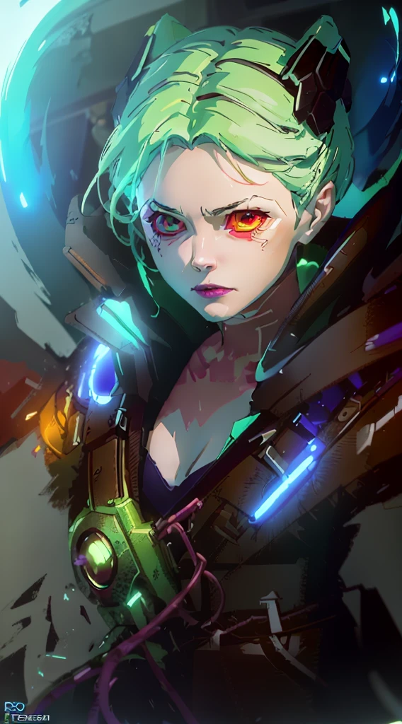 a close up of a woman with a green hair and a black outfit, Remecca (Cyberkunk? Edgerunners), rossdraws 2. 0, rossdraws 1. 0, rossdraws digital painting, rossdraws cartoon vibrant, lois van baarle and rossdraws, stanley artgerm lau, rossdraws 2. 5, :: rossdraws, extremely detailed artgerm, rossdraws portrait