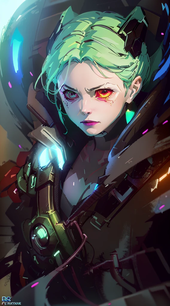 a close up of a woman with a green hair and a black outfit, Remecca (Cyberkunk? Edgerunners), rossdraws 2. 0, rossdraws 1. 0, rossdraws digital painting, rossdraws cartoon vibrant, lois van baarle and rossdraws, stanley artgerm lau, rossdraws 2. 5, :: rossdraws, extremely detailed artgerm, rossdraws portrait