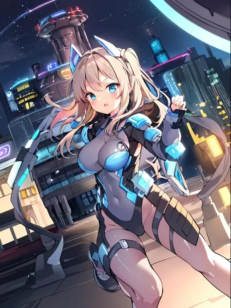 Extreme detail,masterpiece,futuristic city,girl with (energy shield):1.3,tight-fitting bodysuit,protecting herself from danger,using shield in battle,futuristic buildings,flying cars,shield growing brighter,repelling invader