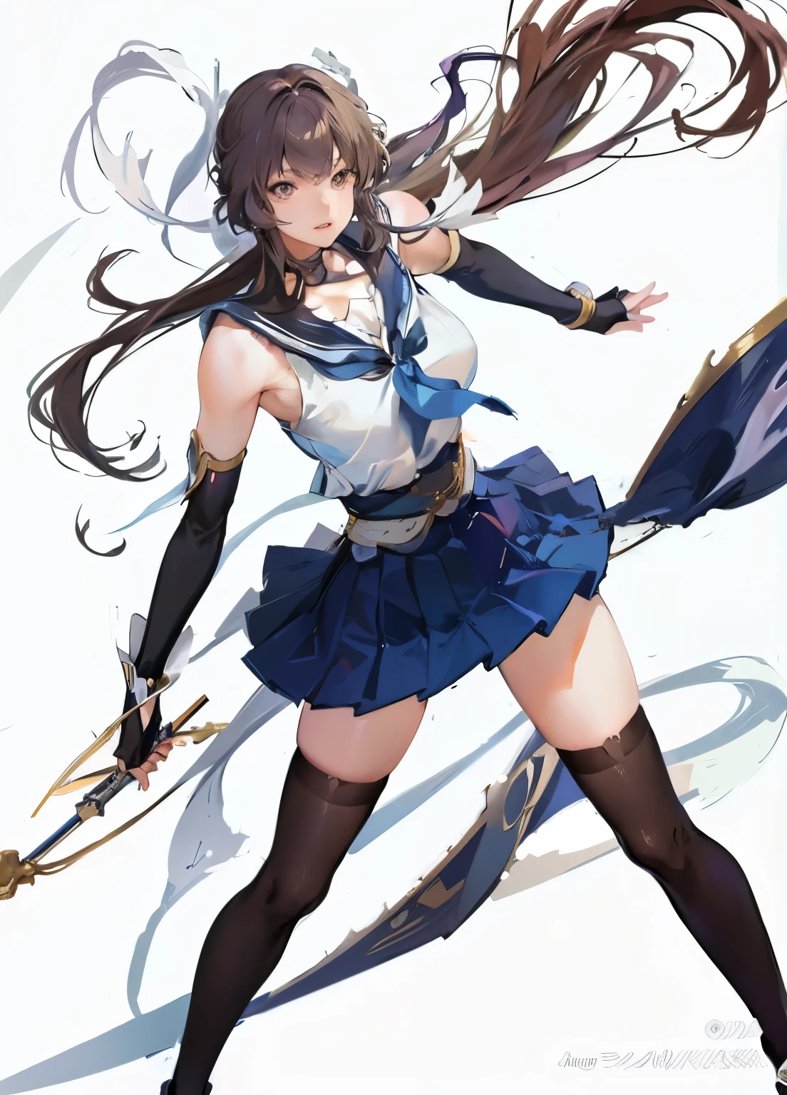 Menina anime in sailor outfit with sword and sword in hand, Deusa dos animes, female personagens de anime, (Menina anime), Menina anime with a bow and arrow, female action Menina anime, personagens de anime, Estilo de coleção de frota, capa de anime, seductive Menina anime, inspirado em Leng Mei, vovó anime, attractive Menina anime, Arte dos fãs de Kitagawa Marin, arte de animação, Menina anime