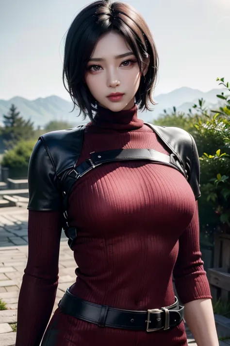 (best quality,4k,highres,masterpiece:1.2),ultra-detailed,realistic,ADAWONG,1 girl,black hair,short hair,looking into the lens,nu...