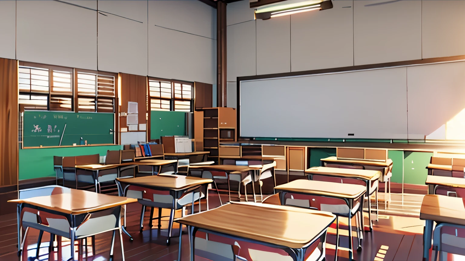 there are many desks and chairs in this classroom with a white board, school classroom, classroom, in a classroom, school class, in a school classroom, classroom in background, photo of a classroom, inside elementary school, student, florentine school, typical anime classroom, classroom background, sitting in the classroom, center, in the background, private school, peaceful environment