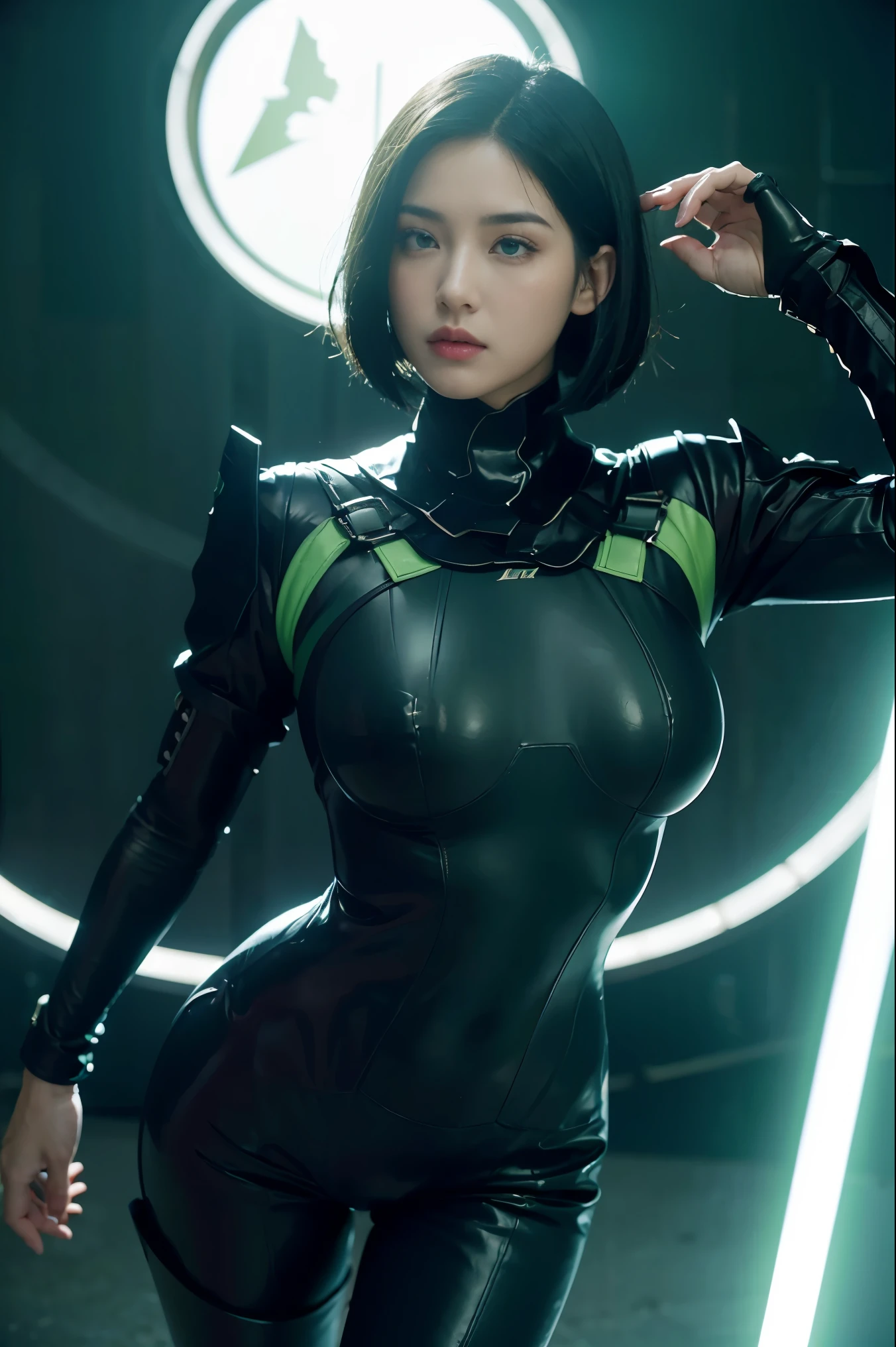 Viper character in Valuing game、Viper(Valuing)、luster、light reflection、TİTS、sexlyな外見、sexly、green eyes、Beautiful green eyes、Green eyes、深いgreen eyes、charming eyes、Beautiful green eyes、big breasts、sex、Other than the face、full body suit、Clothes that do not expose the face、non-exposure suit、beautiful face、pretty face、beautiful woman、Beauty、Suit light reflection、Suit Luster、bob cut、Short bob cut、beautiful black hair、Glossy black hair、short hairstyle、beautiful skin、transparent、white skin、No exposure、Do not show skin、big breasts、大きなTİTS、appealing breasts、attractive、Bodysuits、Bodysuits、Full body rubber suit、rubber suit