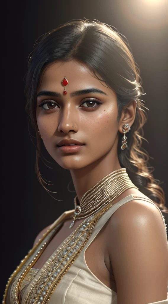 young Indian girl, 18-year-old, no bindi,traditional dress, gentle sun lighting on face , intricate facial details, flawless complexion, top-notch 3D rendering, hyper-realistic, shot on Indian road. photorealistic digital art trending on Artstation 8k HD high definition detailed realistic, detailed, skin texture, hyper detailed, realistic skin texture, armature, best quality, ultra high res, (photorealistic:1.4),, high resolution, detailed, raw photo, 400 camera f1.6 lens rich colors hyper realistic lifelike texture dramatic lighting unrealengine trending on artstation cinestill 800