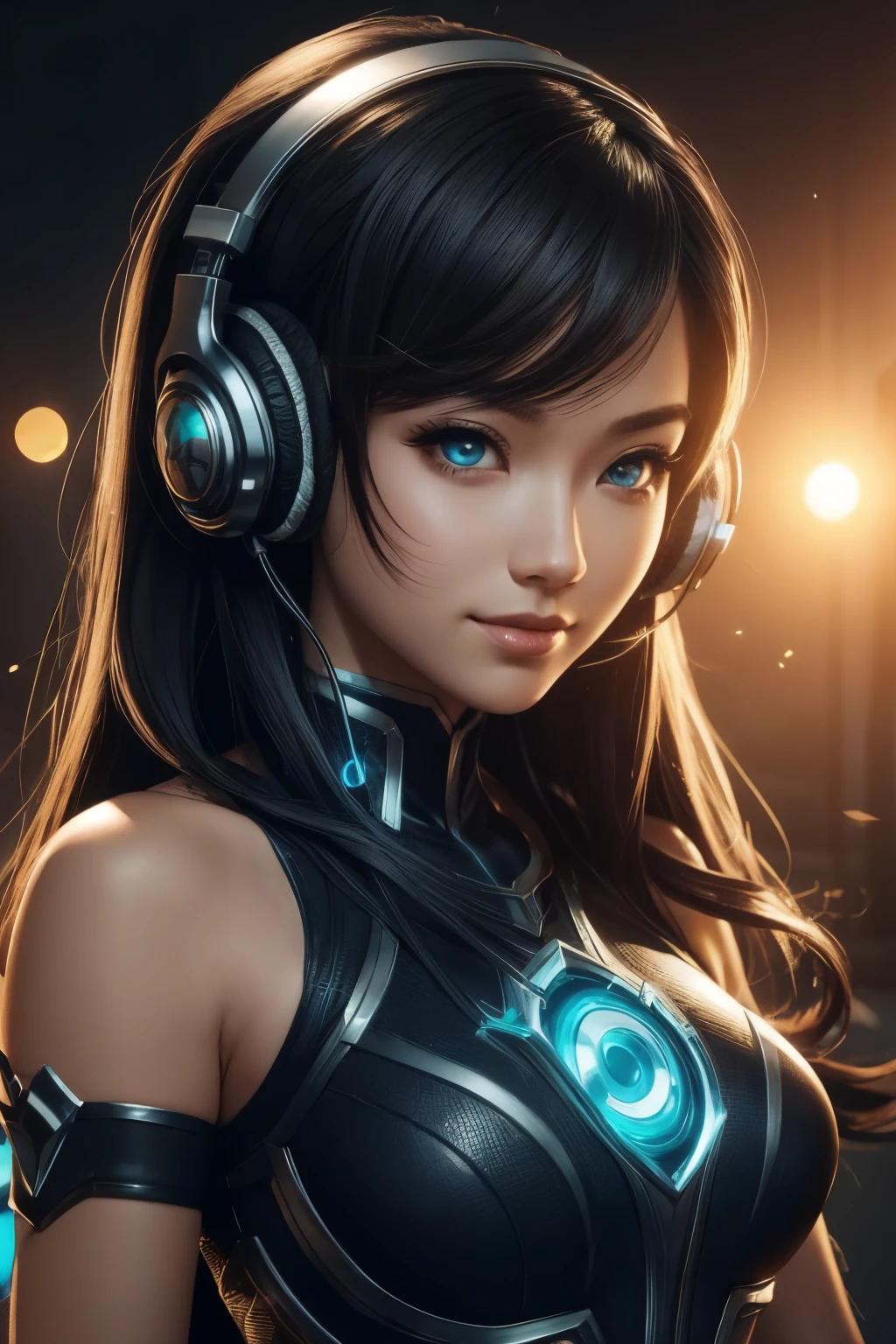 a close up of a girl with headphones on smiling, 8k artgerm bokeh, rossdraws global illumination, league of legends character, stanley artgerm lau, extremely detailed artgerm, style artgerm, ross tran style, ig model | artgerm, rossdraws cartoon vibrant, artgerm lau, trending artgerm