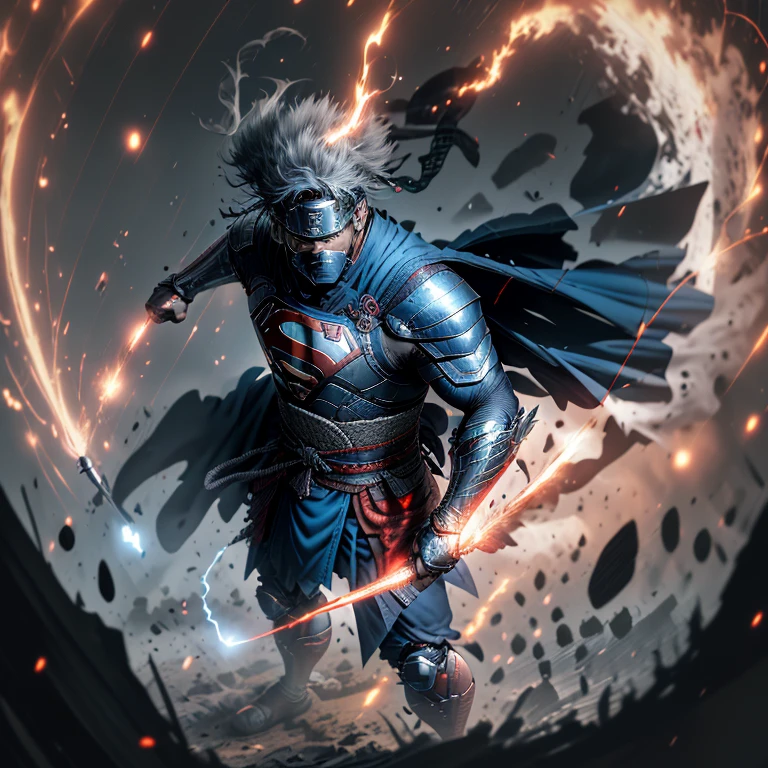 (melhor qualidade, 4K, 8K, Alta resolução, obra de arte: 1.2), Superman em armadura de Ronin Samurai, vestindo uma armadura azul e vermelha sem mangas, um capacete tradicional de samurai com uma capa esvoaçante atrás, queixo forte, olhos azuis penetrantes com uma expressão determinada.

Superman em armadura de Ronin Samurai, visão de corpo inteiro, Um super-herói com um olhar sério e intenso, armadura azul com detalhes vermelhos, capacete tradicional de samurai, de pé alto com uma katana na mão.

Cinco Ronins samurais, cada um vestindo armadura azul e vermelha, capacete tradicional de samurais with flowing capes, afiado