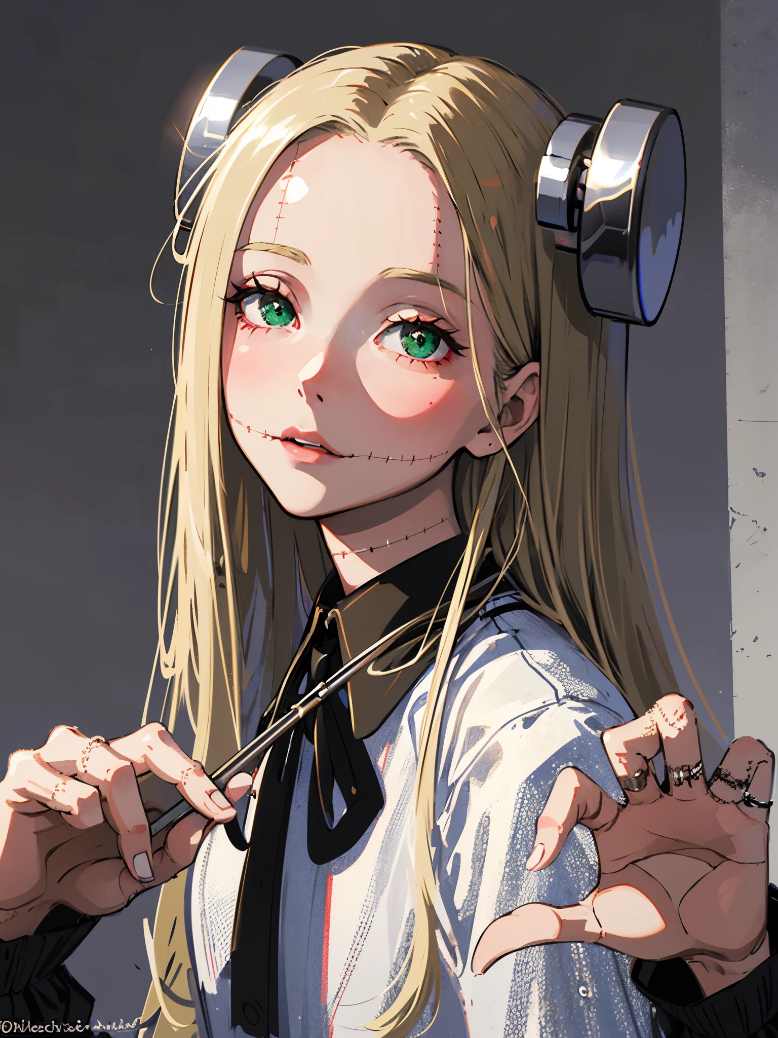 ((masterpiece, best quality)), (1girl), (solo), (female focus), (ash blonde hair, long hair, hair over one eye), green eyes, sad eyes, cold facial expression, cold look, pale skin, colour grading, dark illustration, extreme quality, radiant, extremely detailed, ultra-detailed face, ultra hd 8k, ultra digitality, mythical, dark lightning, perfect face, beautiful, (perfect composition: 1. 4), detailed face and body, award-winning photography , fields, detailed face, detailed hands, looking at the viewer, cinematic lighting, embers, (necromancer), (villain), (masterpiece, best quality, ultra-detailed, best shadow), (beautiful detailed face, feminine features), (best illumination), ((cinematic light)), colorful, hyper detail, dramatic light, intricate details, (dark circle under eyes), gothic, decadence, stunning, eerie, (madaraki fran)