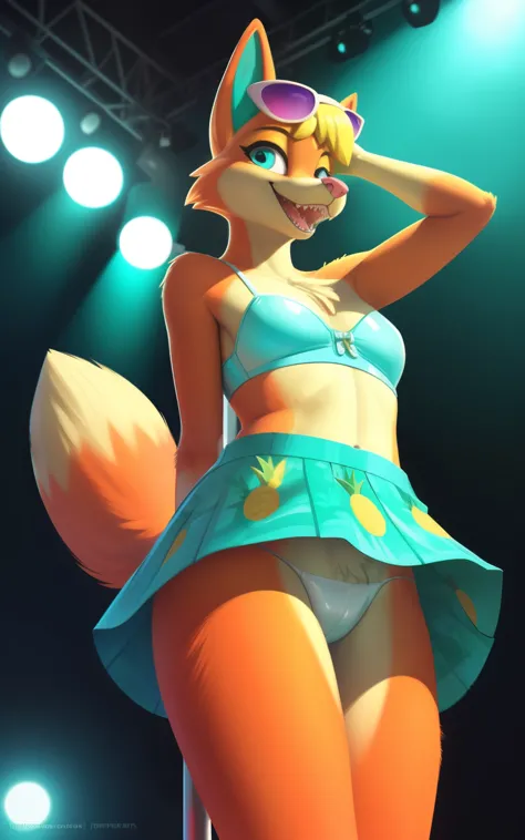 [audie], [pineapple dress], [Animal Crossing], [Uploaded to e621.net; (Pixelsketcher), (wamudraws)], ((masterpiece)), ((solo portrait)), ((bird's-eye view)), ((feet visible)), ((furry; anthro)), ((detailed fur)), ((detailed shading)), ((beautiful render ar...