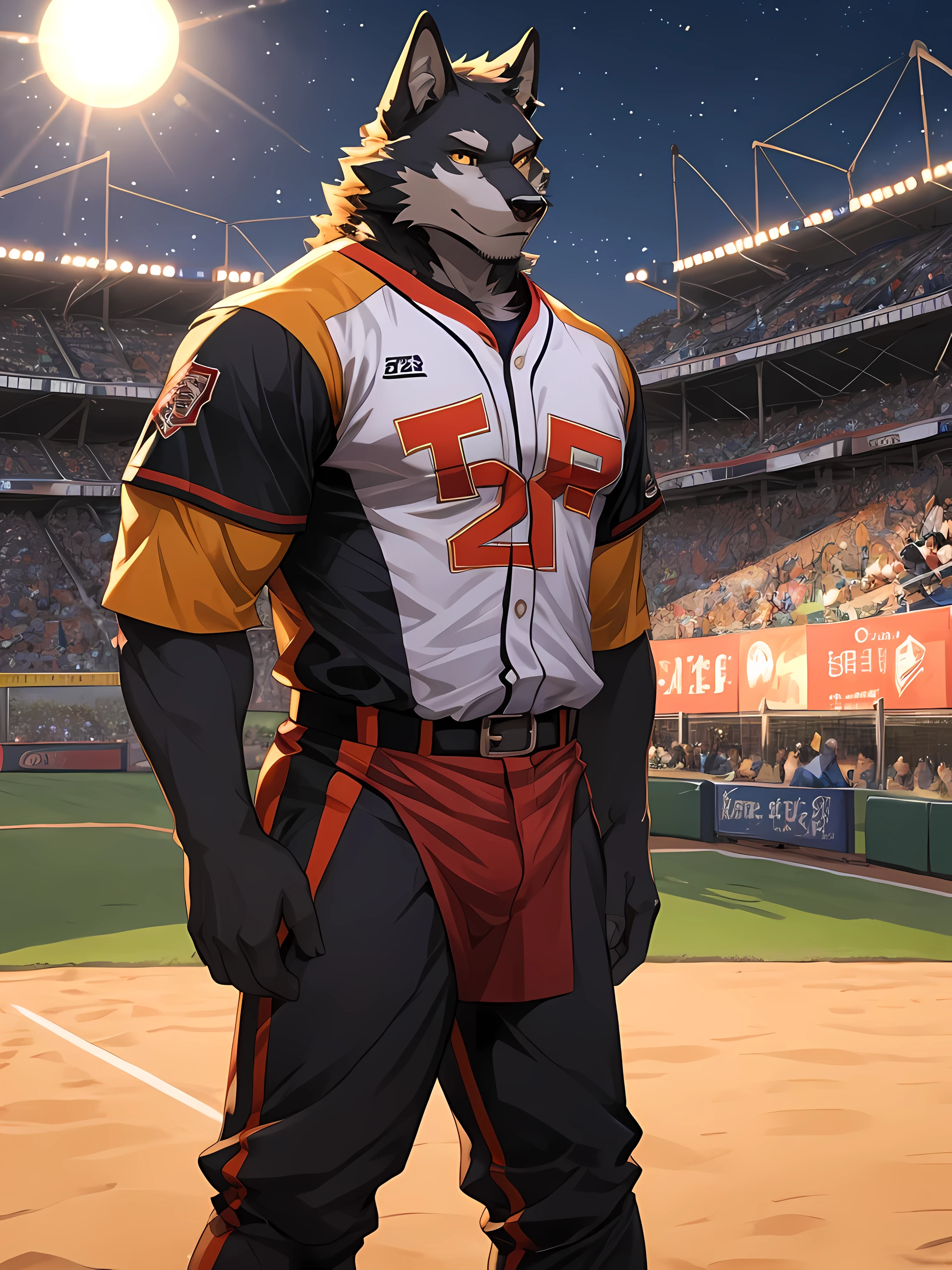 Anime character of a baseball player in a uniform standing on a field -  SeaArt AI