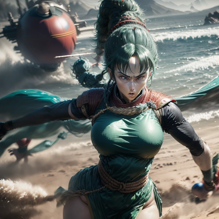 Picture Prompt: Bulma, Ronin Samurai, Big Tits

(Anime-inspired, energy ball, sci-fi vehicle, dragon balls, Bulma, Ronin Samurai, curvaceous figure, big tits, battle-ready, Japanese culture, sword in hand, armored, traditional samurai attire, dynamic lighting, high contrast, full-body shot, gleaming armor, determined expression, eye-catching, battle scene, intense focus, sharp edges, detailed fabric, expressive eyes, realistic pupils, long black hair, wild, flowing, windswept, adventurous spirit)

Bulma, the curvaceous anime heroine,