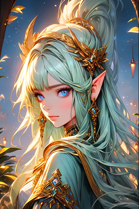 (best quality,4k,8k,highres,masterpiece:1.2),ultra-detailed,realistic,elf girl,deep eyes,beautiful detailed lips,long eyelashes,pointed ears,flowing hair,fantasy scenery,enchanted forest,