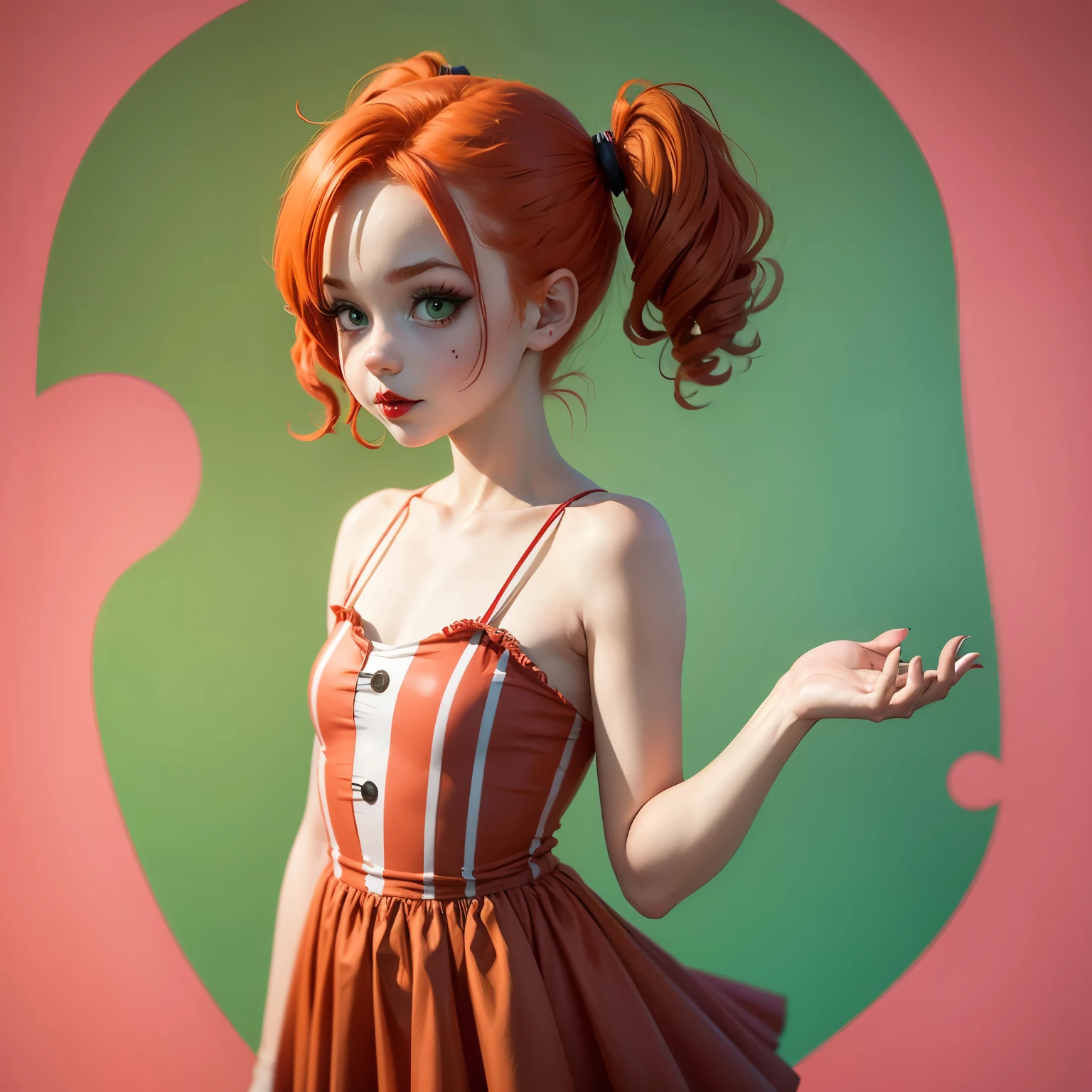 There is a woman with red hair and a dress on - SeaArt AI