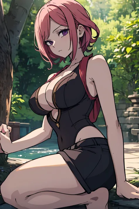 (Masterpiece:1.2, Best quality), ((1girll)), ((Solo)), (finely detailed face:1.3), (beautiful and clear background:1.2), (Extremely detailed CG, Ultra-detailed, Best shadow:1.1), ((Depth of field)), Large breasts, Bare shoulders, Beautiful concept illustra...