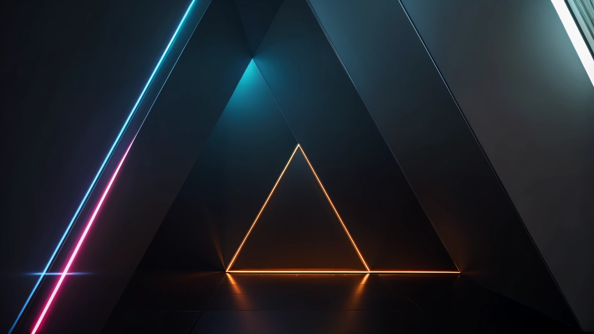 sci-fi, metal monument, optical illusion, ((Penrose triangle)), asymmetrical architecture