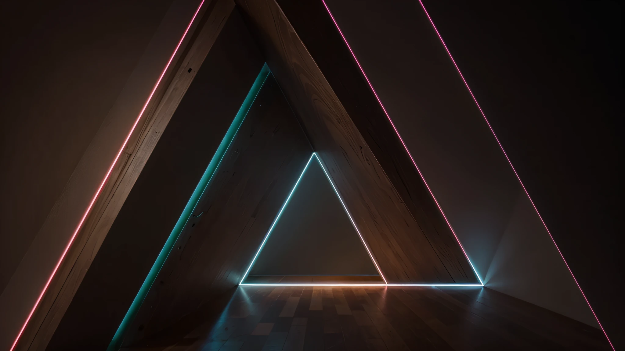 sci-fi, metal monument, optical illusion, ((Penrose triangle)), asymmetrical architecture