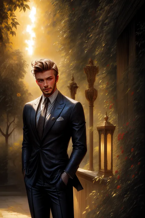 david-beckham, a king-like David Beckham, sitting on a regal bench, (best quality, highres), wearing a majestic golden crown, (golden:1.1) and a luxurious royal robe, (luxurious:1.1) with intricate embroidery and velvet fabric, (velvet:1.1) surrounded by a...