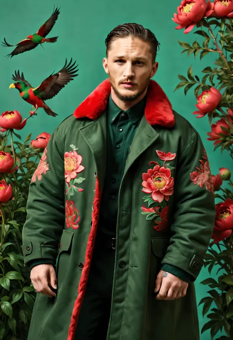 red commando, Playful new fashion style, Sophisticated Men&#39;s Winter Oversized Cotton Coat Designs, (tall and handsome male m...