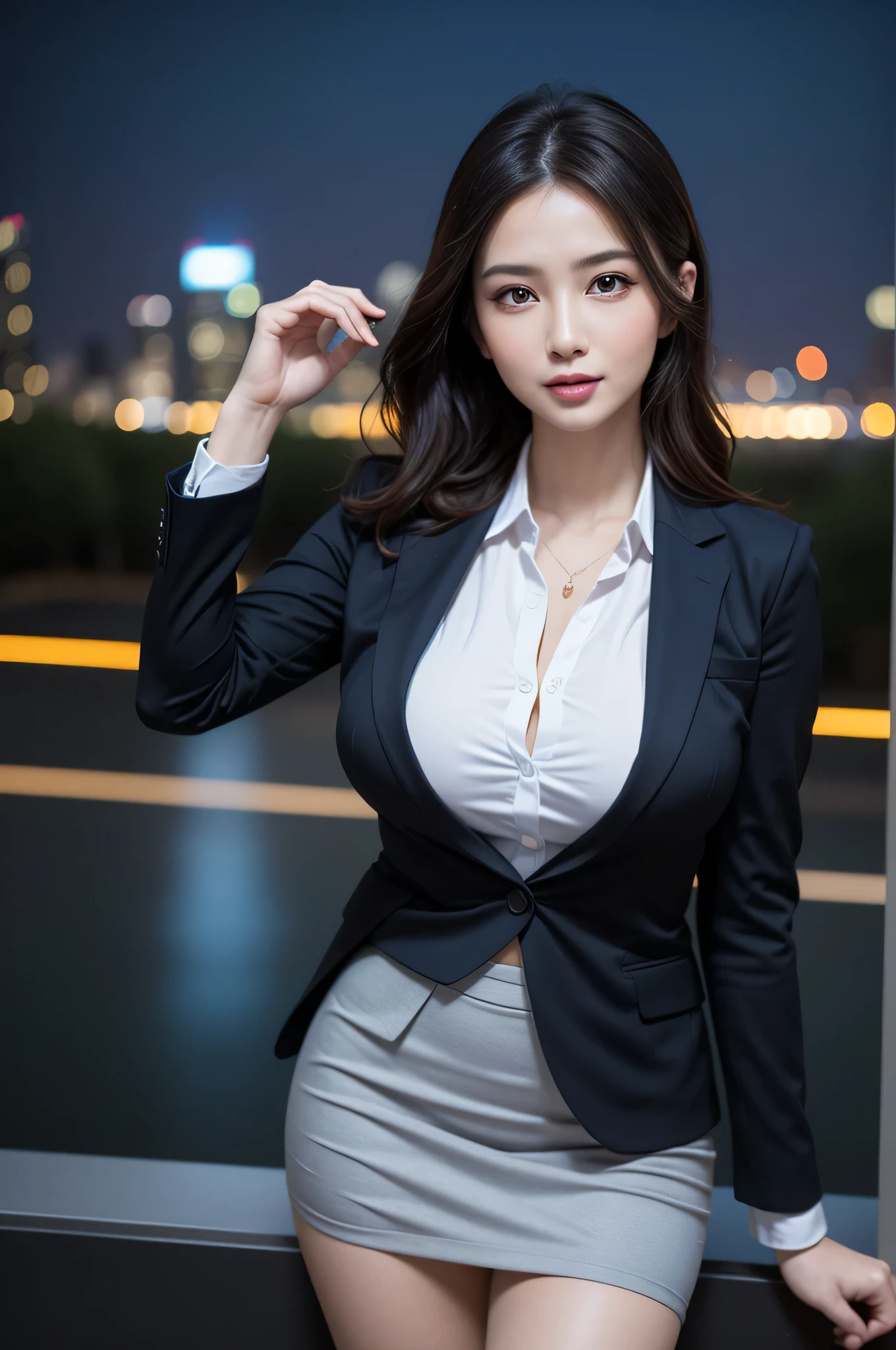 Arafed asian woman in a business suit posing for a picture - SeaArt AI