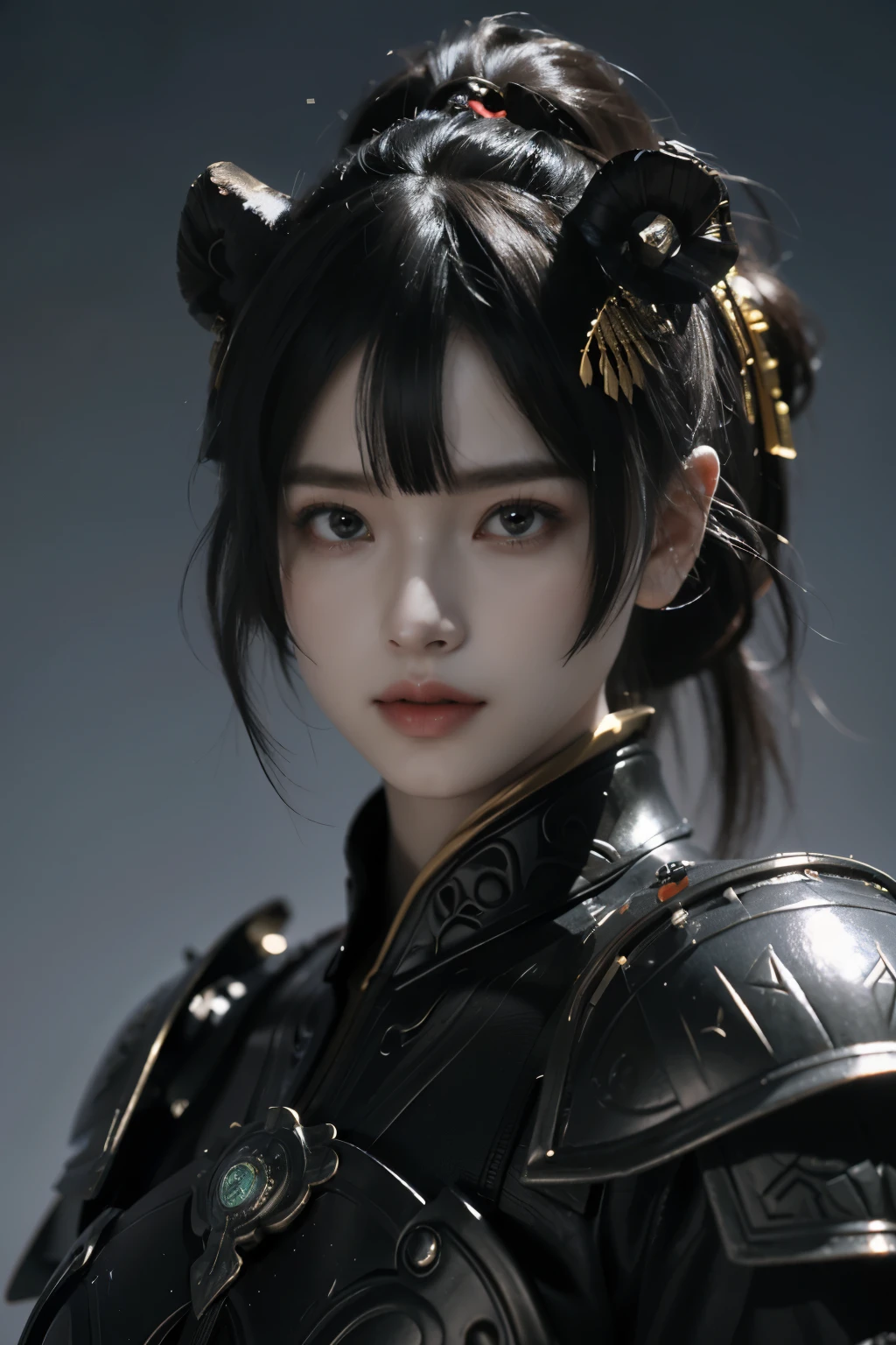 Game art，The best picture quality，Highest resolution，8K，(A bust photograph)，(Portrait)，(Head close-up)，(Rule of thirds)，Unreal Engine 5 rendering works， (The Girl of the Future)，(Female Warrior)， 
20岁少女，(The warrior in ancient China)，An eye rich in detail，(Big breasts)，优雅高贵，冷漠，(Brave)，
(Costumes of ancient Chinese characters，A random pattern of clothing，Ribbon，Joint Armor，Rich dress details，)中国人物，奇幻风格，
拍照姿势，野外背景，Movie lights，Ray tracing，Game CG，((3D Unreal Engine))，oc渲染反射纹