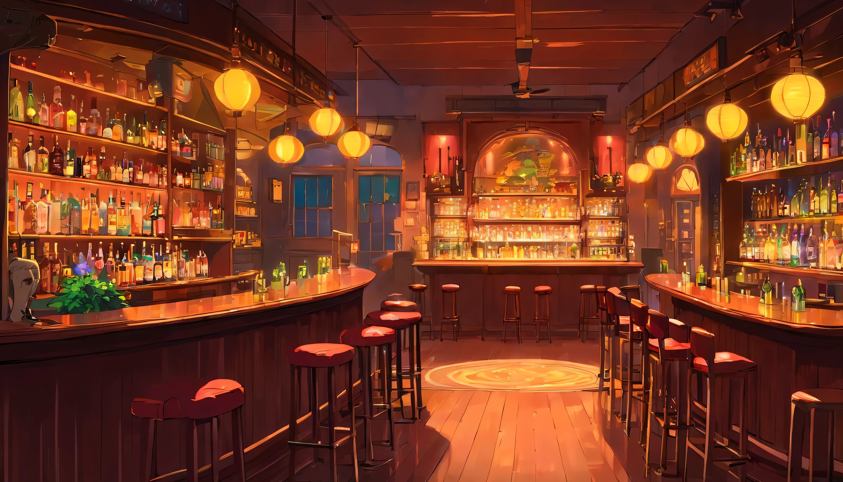 bar, jazz, night, dim light, unmanned, Anime estilo 2D, Lo-fi, disco Rigido, Ambiente escuro