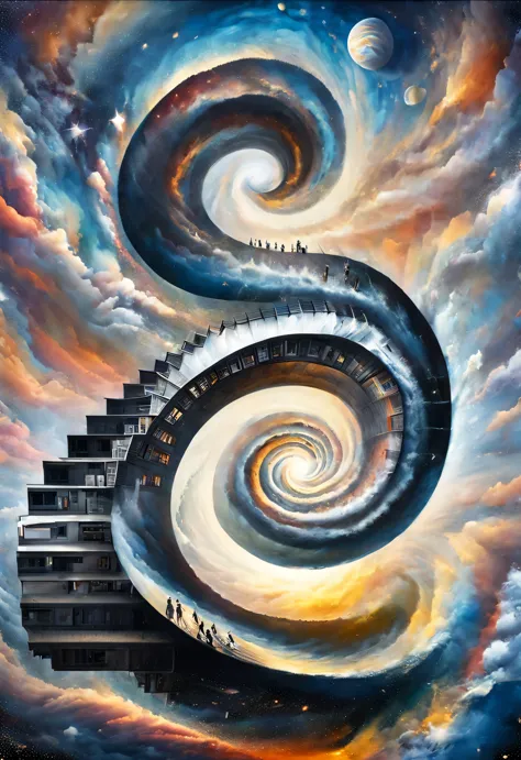 optical illusion ，Optical illusion，twisted spiral staircase，human's body，Inception，a repeating or spiral shape that moves or cha...