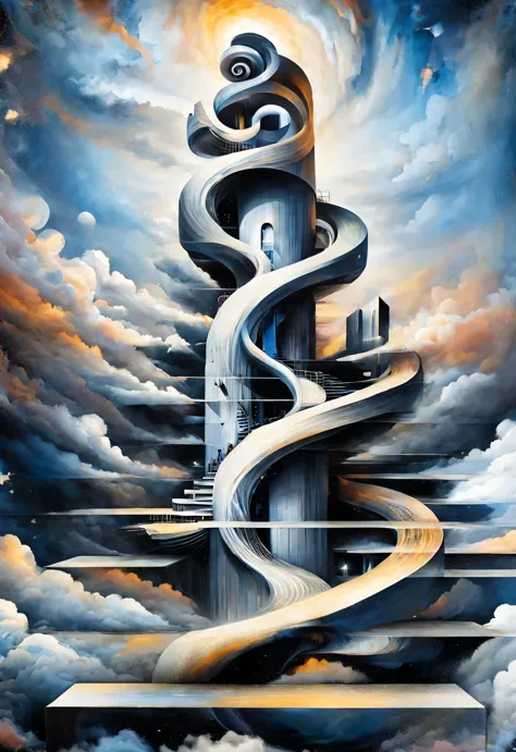 optical illusion ，Optical illusion，twisted spiral staircase，human's body，Inception，a repeating or spiral shape that moves or cha...