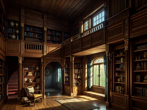 （（（masterpiece、highest image quality、highest quality、highly detailed unity 8ｋwallpaper）））、（（（fantasy、grand library）））、（lined boo...