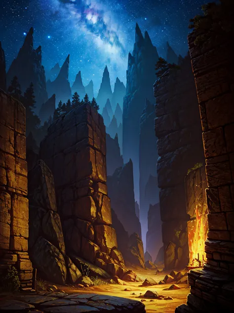 （（（masterpiece、Highest image quality、highest quality、highly detailed unity 8ｋwallpaper）））、（fantasy、Grand canyon）、night、beautiful...