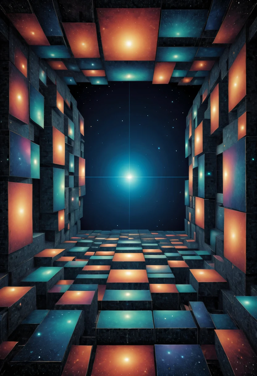 Optical illusion art,Four-dimensional space,mandelbrot shape，digital matrix