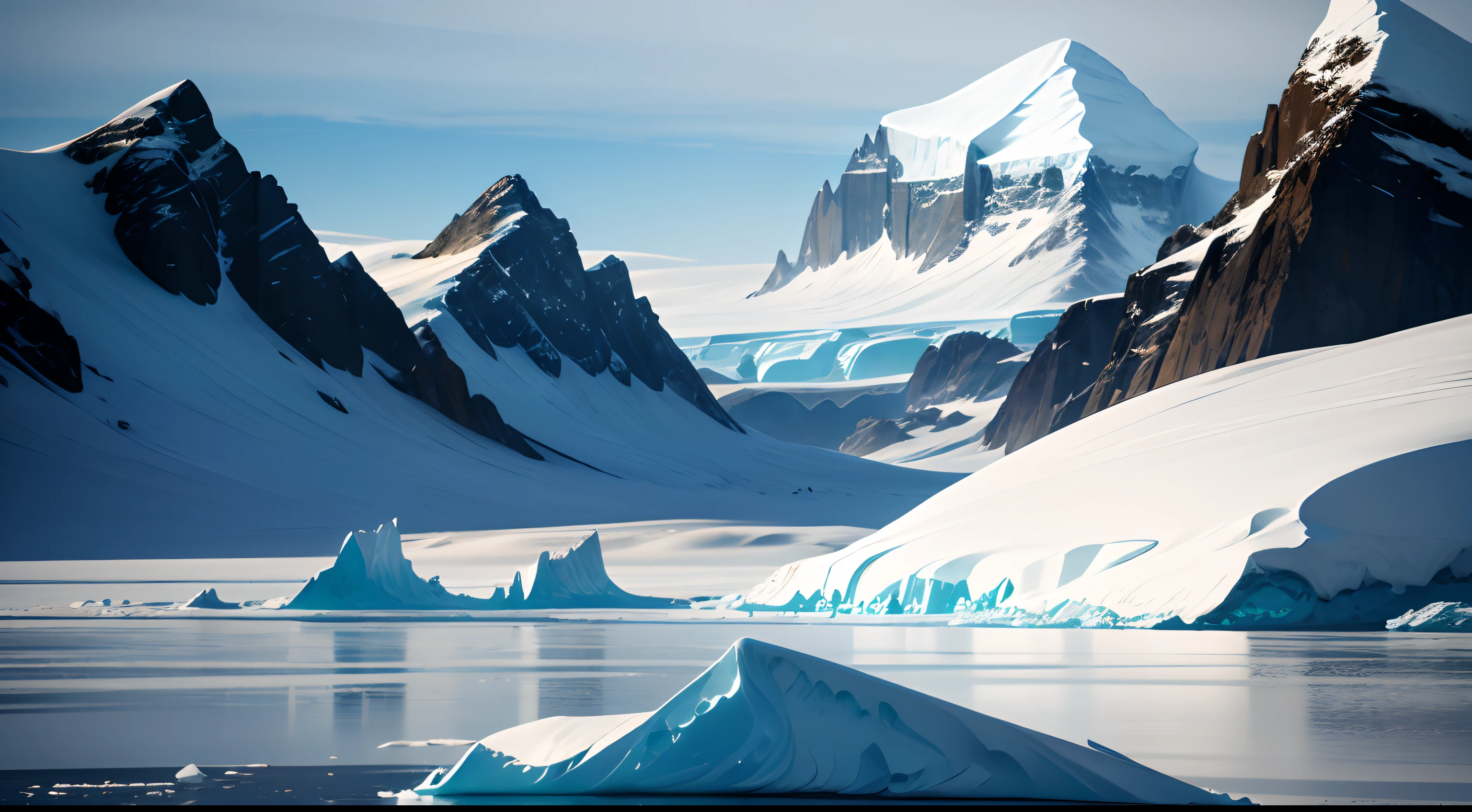 "Antarctic Elegance: Abstract representation of nature's majestic beauty, showcasing the ethereal beauty of mountains, ice, and the stunning landscapes of Antarctica." --auto