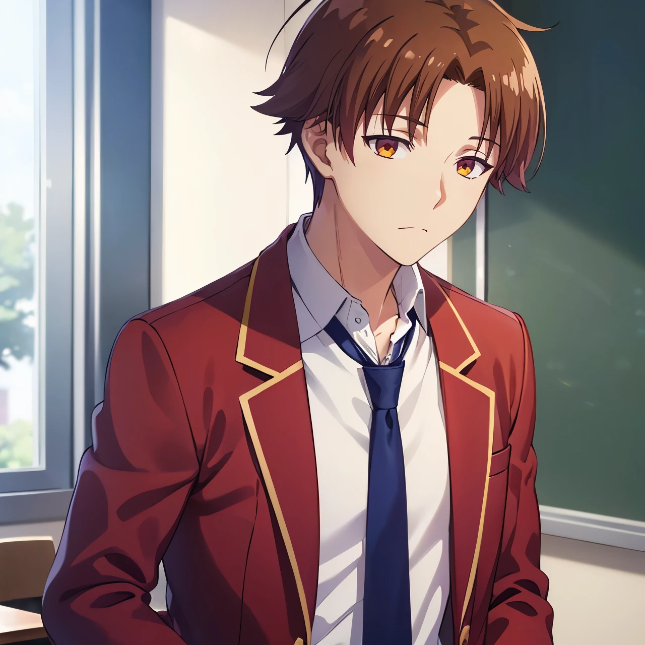 Anime image of a man in a red jacket and tie - SeaArt AI