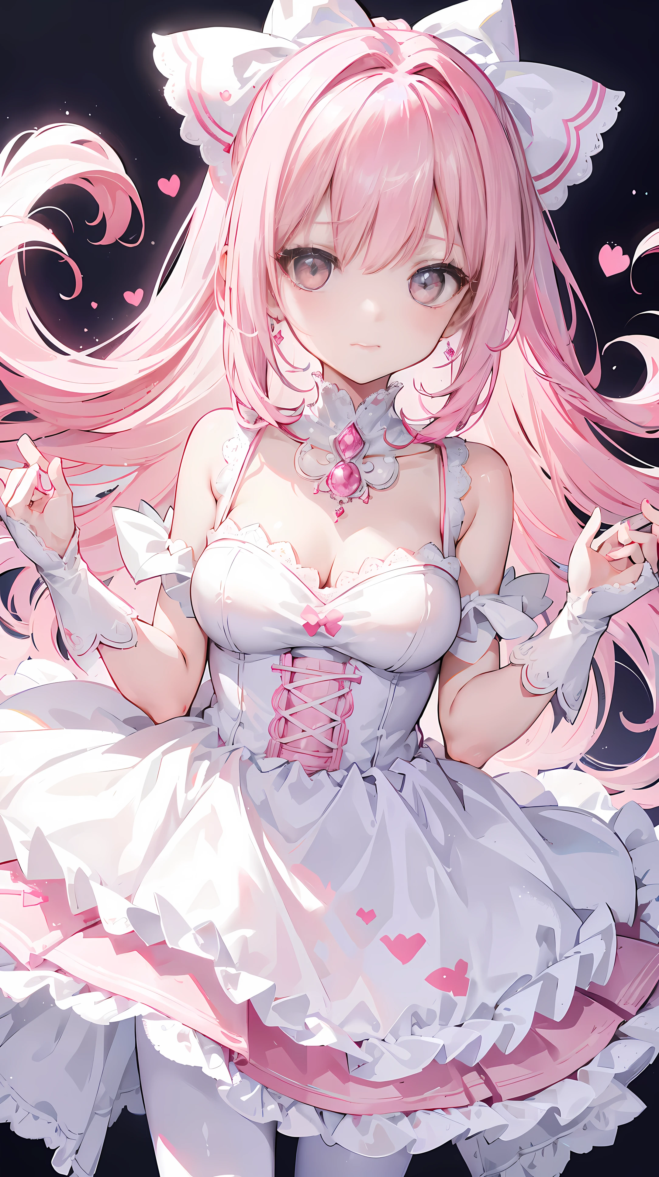 Anime girl with pink hair and white dress holding a pink lollipop - SeaArt  AI