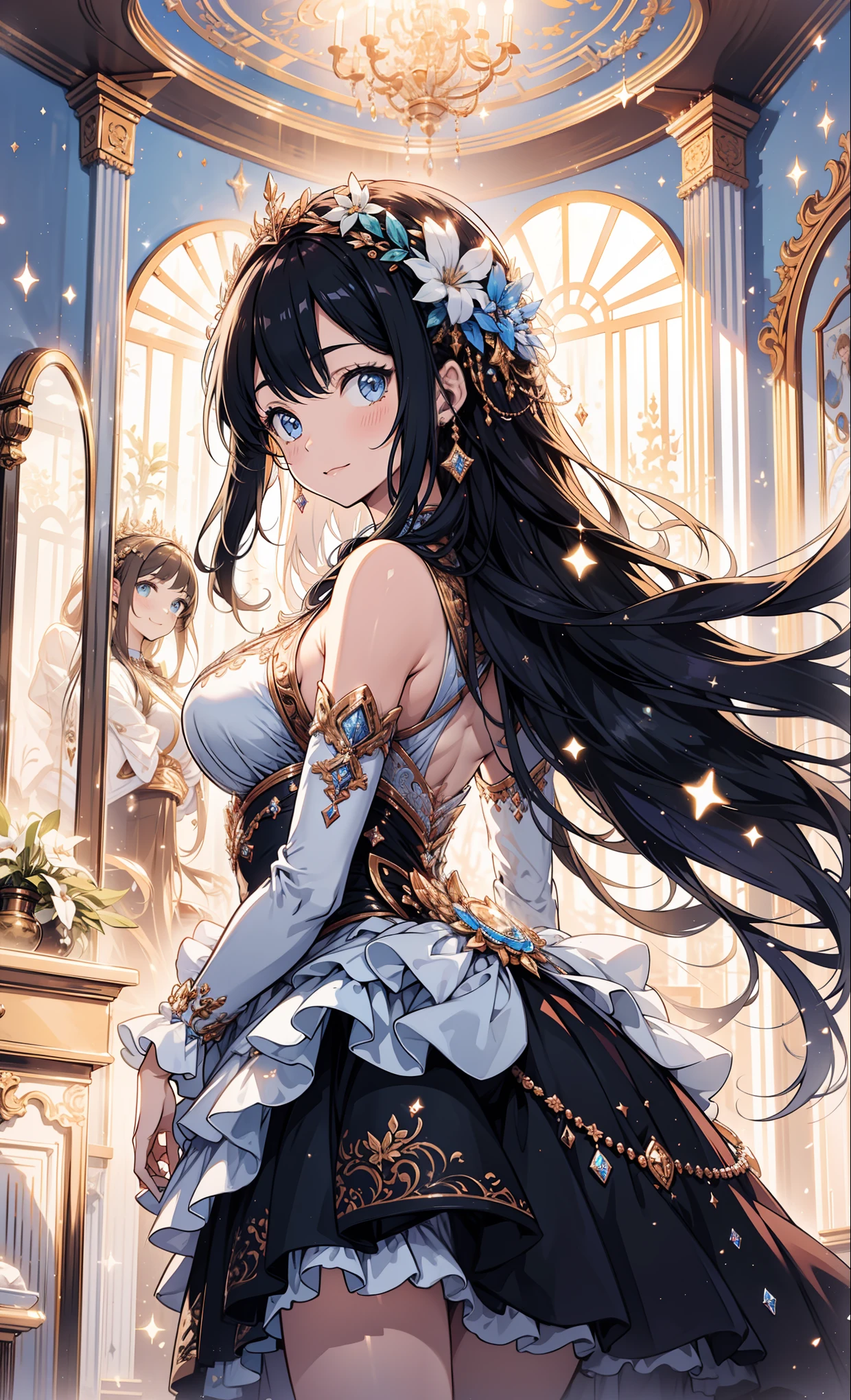 (masterpiece), ((best quality)),(official art),(Beautiful indulgence:1.2),(skirt),(1 girl: 1.3), Upper body only, sitting, Beautiful woman wearing densely designed dress, sealed in a crystal, Beautiful woman who grew up with trees，Receive seal crystal. Midnight moonlight，it emits a faint light. Detailed description. bright colors. colorful, highest detail ((Super details)),(highly detailed 2D illustration),((very delicate and beautiful))Super details,