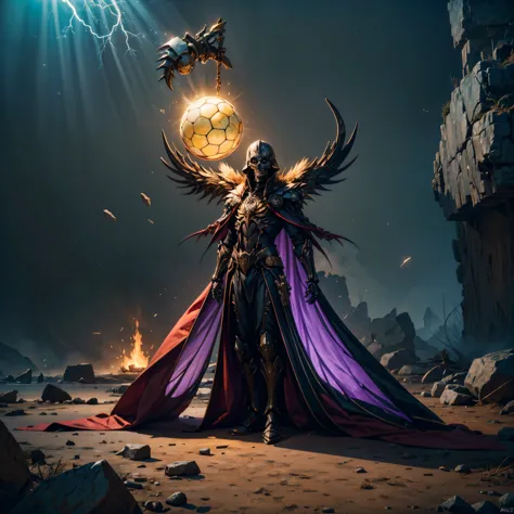 a dark runic skeleton lich, black gold skeleton, magical void energy, glowing eyes, death lightning, death energy ball floating ...