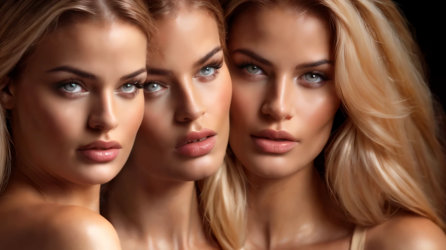 Three beautiful women with different makeup looks in a photo - SeaArt AI