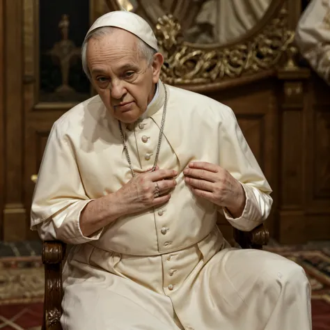 detailed PopeFra Pope Francis sitting and praying