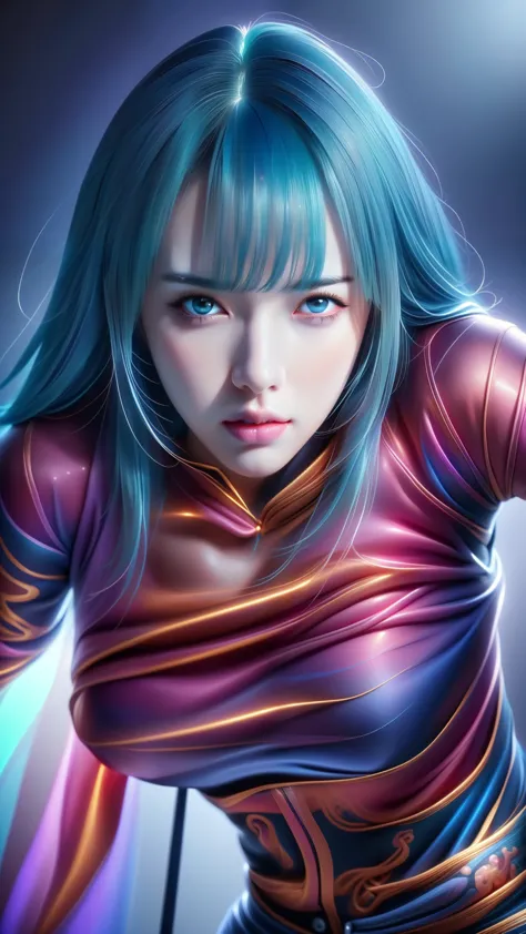 anime girl with blue hair with big  in maroon jacket , extremely detailed artgerm, artgerm detailed, artgerm style, artgerm. hig...