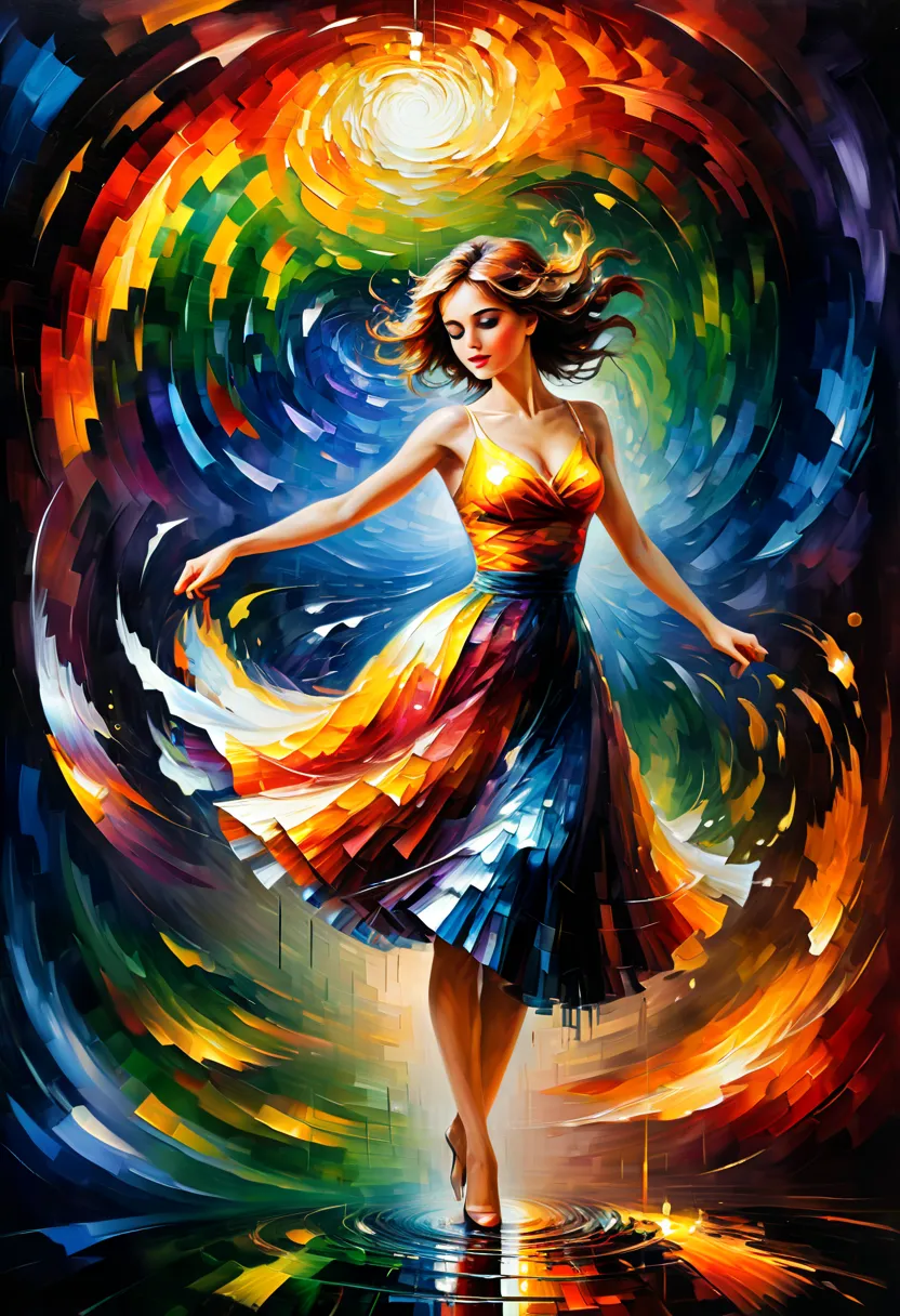 Optical illusion, spinning, by Leonid Afremov, enhance, intricate, (best quality, masterpiece, Representative work, official art...