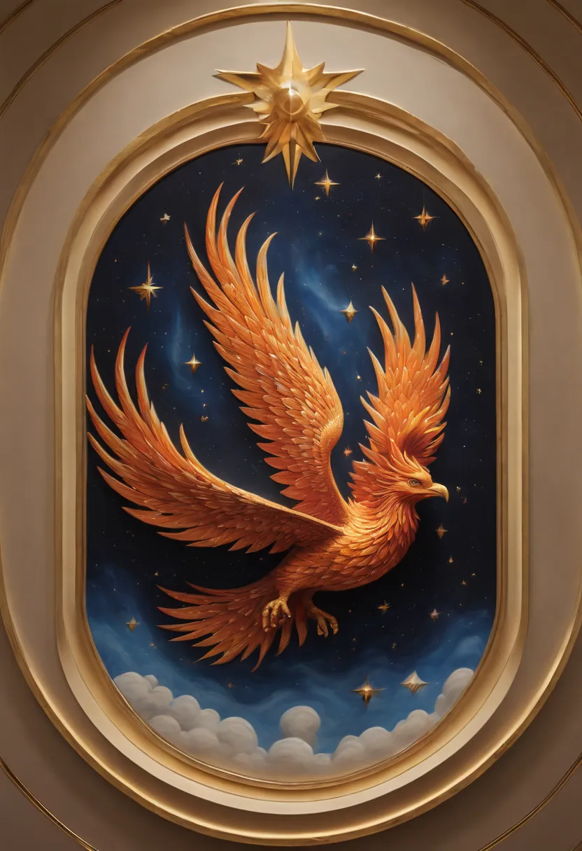 optical illusion art, Trompe l'oeil painting, 3D illusion, Reality, a moving phoenix and vast starry sky painted on the lobby wa...