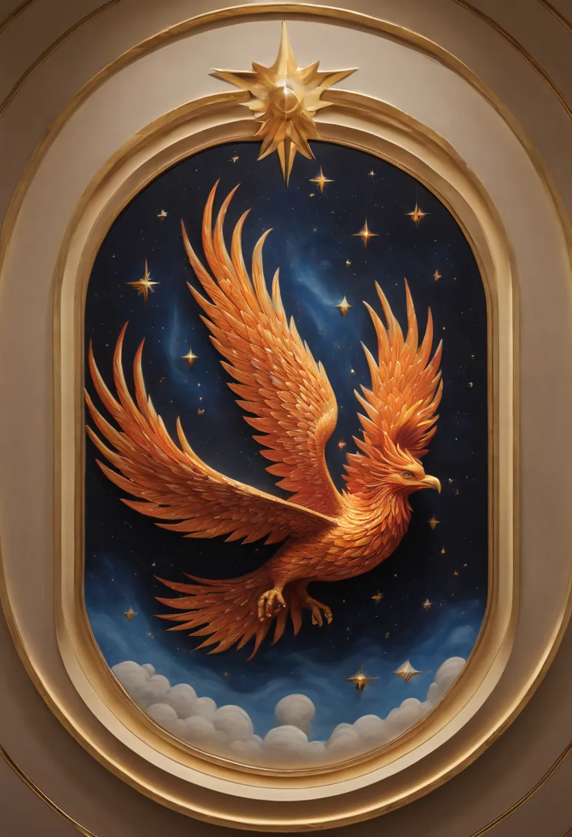 optical illusion art, trompe l'oeil painting, 3d illusion, reality, a moving phoenix and vast starry sky painted on the lobby wa...