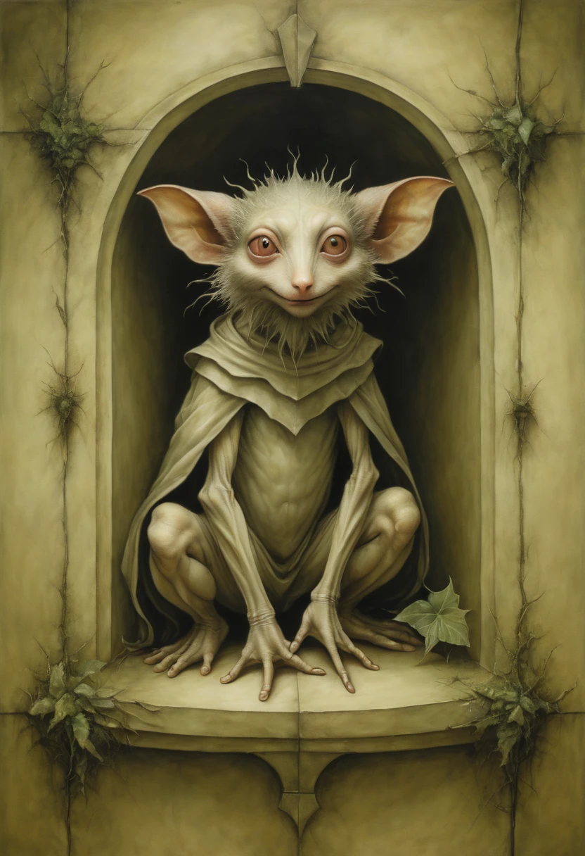 optical illusion art, Trompe l'oeil painting, painted on the lobby wall, by Brian Froud, Surrealism, intricate, (best quality, masterpiece, Representative work, official art, Professional, 8k)