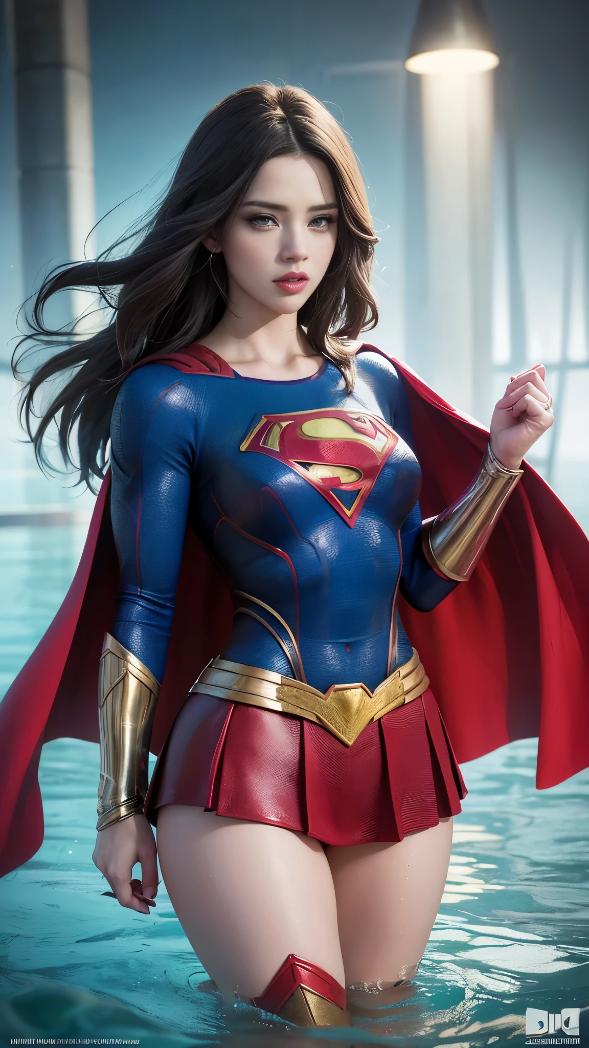 (La mejor calidad,A high resolution,Ultra - detallado,actual), tiene el rostro de AMBER HEARD Wonder woman ,(cabello rojo largo), (uhd, fondo de pantalla 8k, high resolution), cinematic lighting, physically based rendering, premiado, piel extremadamente detallada, cara extra detallada, lingerie bodysuit , pechos normales, ella porta un uniforme de super girl super man, Carl Zeiss 85 mm F/1.4,, (bajo el agua colors:1.4) ,(hermosos ojos azules), (pose vaquero ), (realistic) ,Arte detallado de alta calidad 8K, Fanart Mejor ArtStation, Fantasy art style , (supergirl:1.4), (bajo del mar peces ), (Amber HEARD de super girl:1.4), (bajo el agua burbujas:1.4) ,(cabello rojo largo:1.4), (rojo cabello) ,(super girl:1.4), (miniskirt rojo:1.4), (top rojo rasgada:1.4),  (fondo cristales gigante blanco cuarzo:1.5) ,(cristales de cuarzo blanco) ,(convexo, Dedos detallados), (uniforme white supergirl ),  (cabello largo white canoso:1.4) 