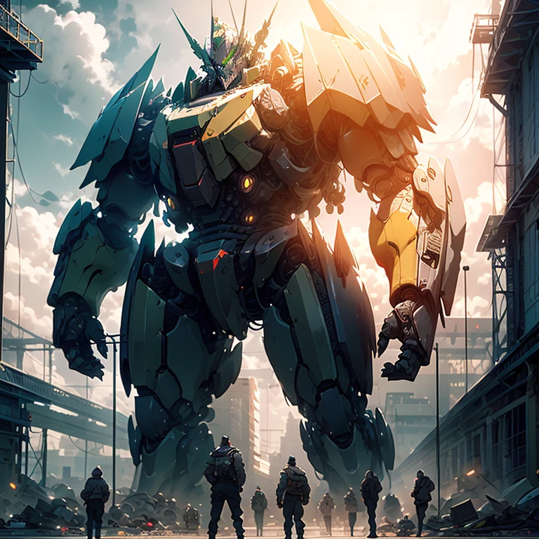 روبوت ضخم,android,ساحة المعركة,صورة ظلية سميكة,جيش,أثار,الخراب