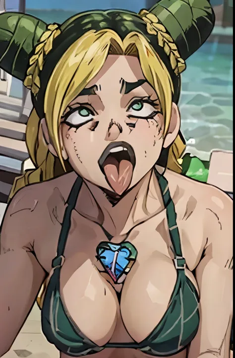 Jolyne, micro bikini, ((sticking out tongue)), big breasts