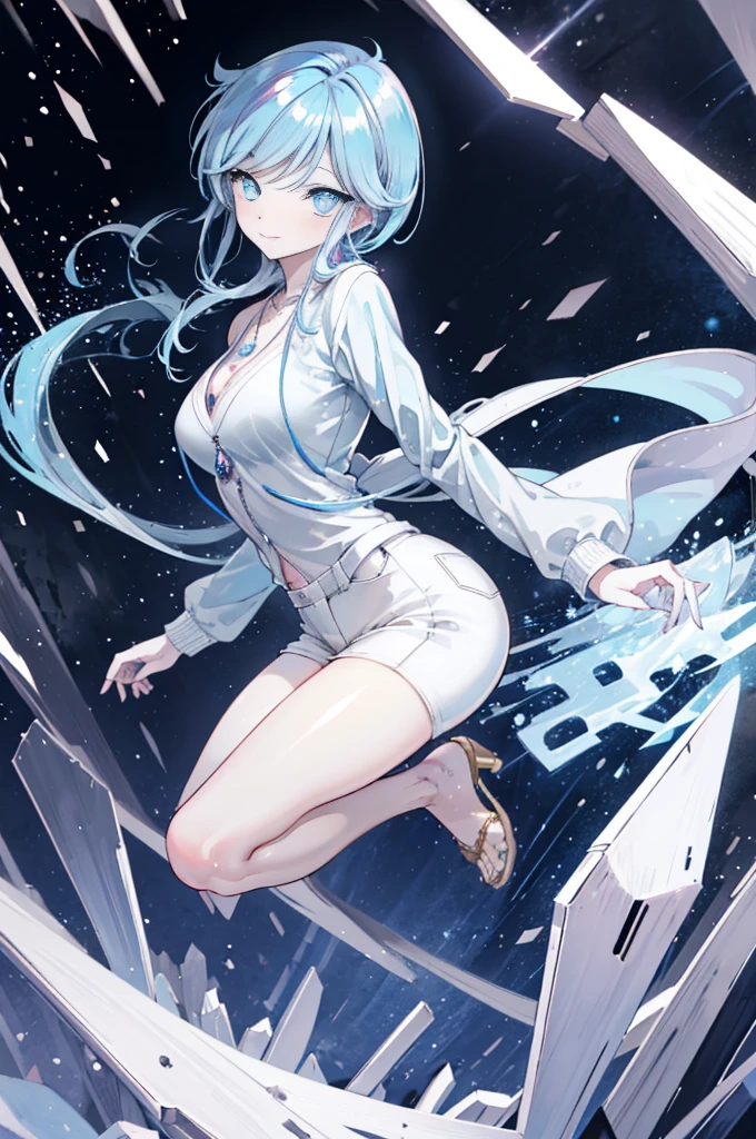  Yukime,Yukime　Nu～B～, 1 girl, alone, light blue hair,short hair,light blue eyes,black long coat,White V-neck sweater,necklace,skinny pants,stiletto heels,blush,smile,city,winter,that&#39;that&#39;that&#39;It&#39;s snowing,(masterpiece:1.2), highest quality, High resolution, unity 8k wallpaper, (shape:0.8), (beautiful and detailed eyes:1.6), highly detailed face,highly detailed eyes, highly detailed hands,highly detailed fingers,Highly detailed feet,perfect lighting, Very detailed CG, (perfect hands, perfect anatomy),