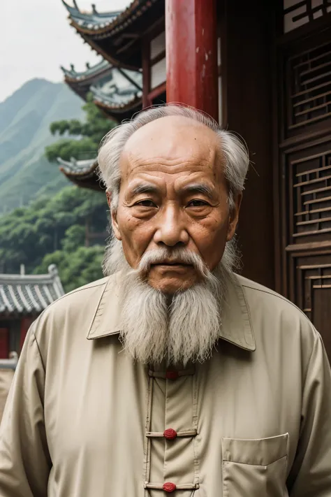 An old man with traditional Chinese thoughts，Real frontal photos ...