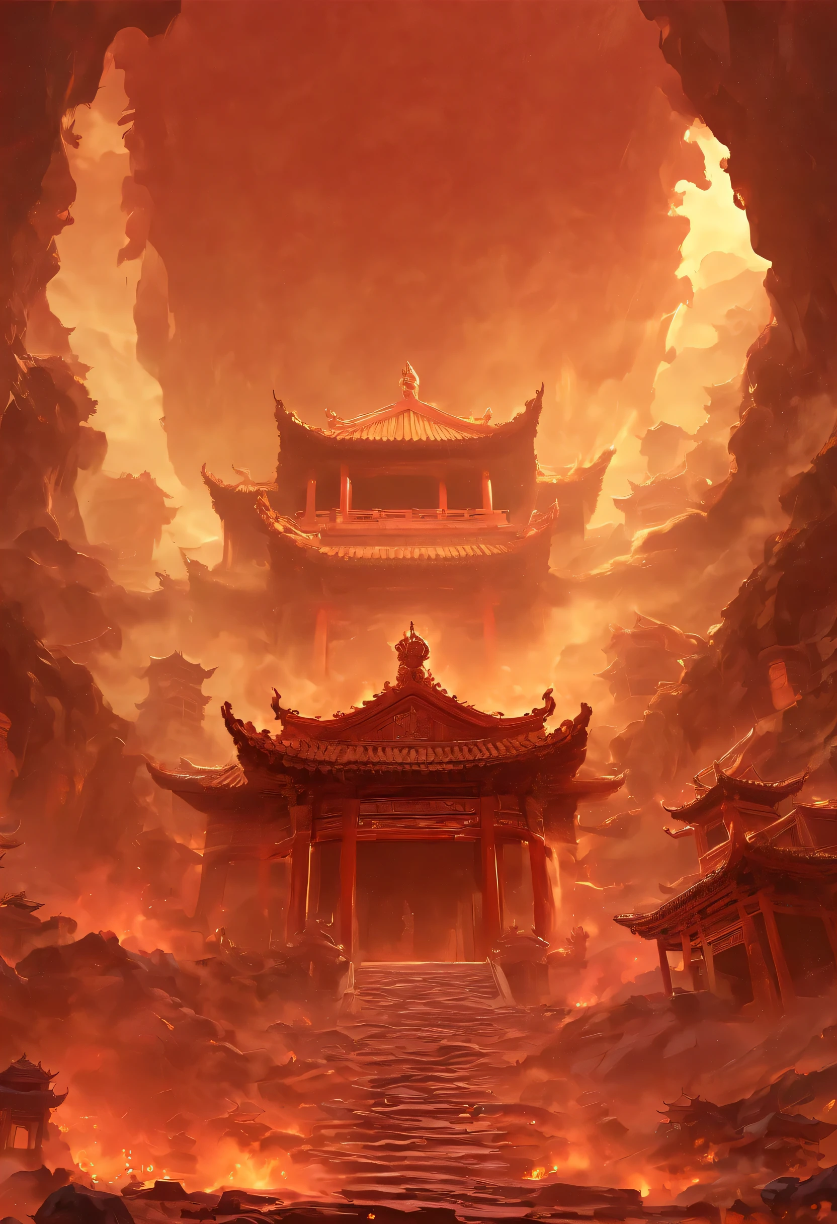 underground tomb：1.37.（（（神秘的东方underground tomb，underground tomb，Magnificent and spacious majestic landscape））），Red sedan suspended in the air，Chinese sedan，dim lights，intricately carved stone walls，The mysterious atmosphere is scary，Supernatural powers。

