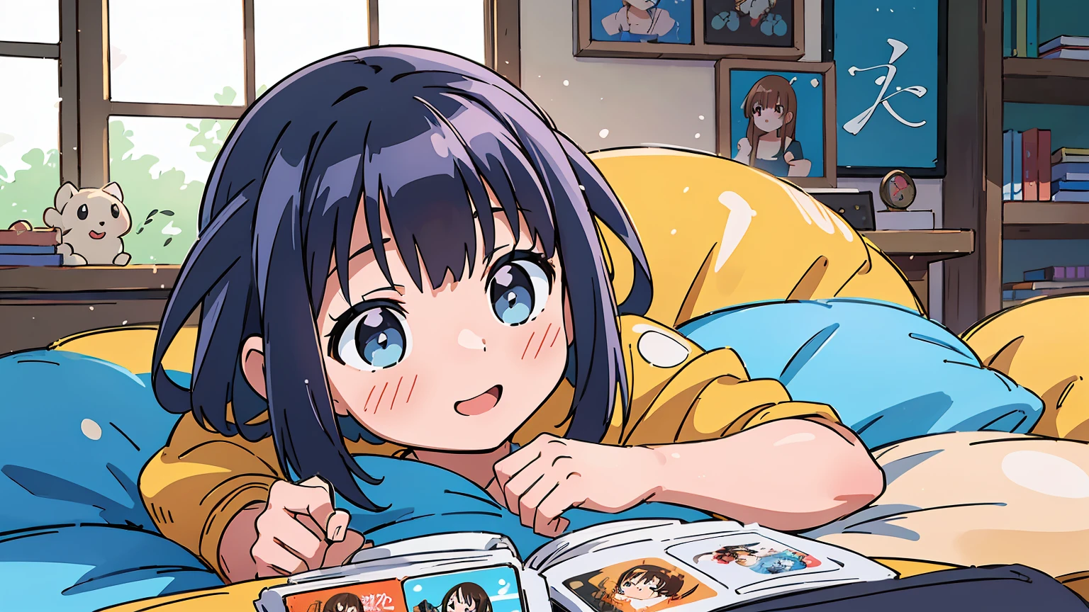 1 girl, Konoha Akisato, playing games, playing bishojo games - SeaArt AI